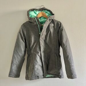 North face parka coat girls large size 14/16